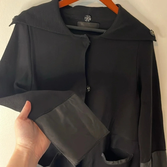 Annette‎ Gortz Black 100% Merino Wool Snap Button Up Blazer Jacket Sz M - Picture 8 of 10